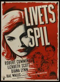 9h705 PAID IN FULL Danish '50 Robert Cummings, Lizabeth Scott, story of a woman's bitter victory!