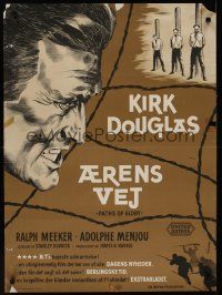 9h708 PATHS OF GLORY Danish '58 Stanley Kubrick, Wenzel art of Kirk Douglas in WWI!