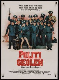 9h713 POLICE ACADEMY Danish '84 Steve Guttenberg, Kim Cattrall, Drew Struzan police artwork!