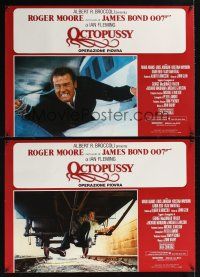 9h169 OCTOPUSSY 8 Italian photobustas '83 Roger Moore as James Bond, Maud Adams, Desmond Llewellyn