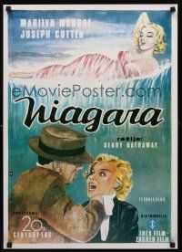 9h591 NIAGARA Yugoslavian R80s classic artwork of gigantic sexy Marilyn Monroe on famous waterfall!