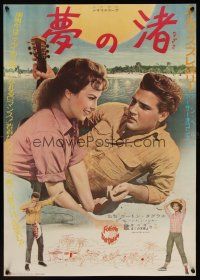 1k564 FOLLOW THAT DREAM style B Japanese '62 great image of Elvis Presley & sexy Anne Helm on beach!