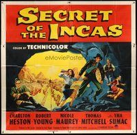 2f315 SECRET OF THE INCAS 6sh '54 Charlton Heston & Robert Young in South America!