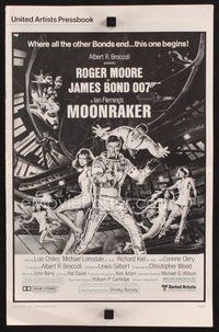 2m170 MOONRAKER pressbook '79 art of Roger Moore as James Bond & sexy space babes by Goozee!