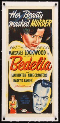 2s177 BEDELIA linen Aust daybill '47 sexy Margaret Lockwood's beauty masked MURDER!