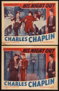 3p827 NIGHT OUT 2 LCs R40 great images of wacky Charlie Chaplin, Edna Purviance!