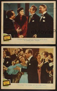 3p453 NINOTCHKA 3 LCs R48 Greta Garbo laughs with Melvyn Douglas, directed by Ernst Lubitsch!