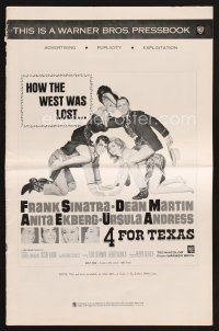 3r187 4 FOR TEXAS pressbook '64 Frank Sinatra, Dean Martin, Anita Ekberg, Ursula Andress, Aldrich