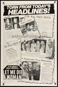 4g548 LET ME DIE A WOMAN 1sh '78 cool newspaper design, Doris Wishman sex change classic!