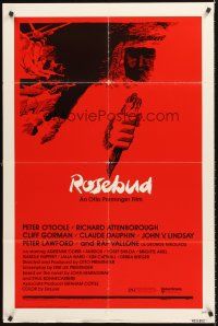 4g774 ROSEBUD 1sh '75 Otto Preminger, Peter O'Toole, Richard Attenborough, cool logo by Saul Bass!