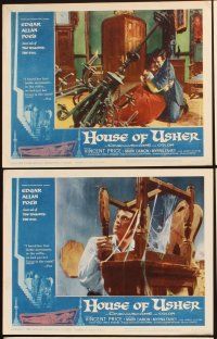 4m820 HOUSE OF USHER 6 LCs '60 Myrna Fahey chokes Vincent Price, Edgar Allan Poe!