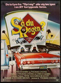 5j507 CHEECH & CHONG'S NEXT MOVIE Danish '80 Tommy Chong, Cheech Marin, cool drive-in drug art!