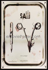 5x529 SAW 4 teaser DS 1sh '07 Tobin Bell, Costas Mandylor, gross bloody scalpel & forceps!