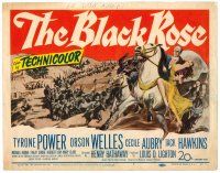 6b046 BLACK ROSE TC '50 art of Tyrone Power on horseback holding sexy Cecile Aubry!