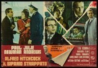 7b105 TORN CURTAIN Italian photobusta '66 Newman & Andrews, Hitchcock tears you apart w/suspense!