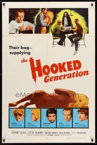 7g368 HOOKED GENERATION 1sh '68 Jeremy Slate, Steve Alaimo, drug addiction, needle title art!