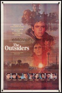 7g611 OUTSIDERS 1sh '82 alternate art of Howell, Dillon, Macchio, Swayze, Lowe, Estevez!