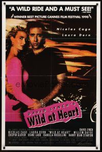 7g963 WILD AT HEART 1sh '90 David Lynch, Nicolas Cage w/sexy Laura Dern!