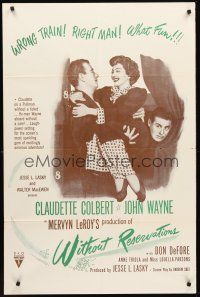 7g970 WITHOUT RESERVATIONS military 1sh R53 he-man John Wayne at his best, Claudette Colbert!