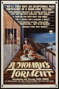 7g976 WOMAN'S TORMENT 1sh '77 lesbian sex horror thriller, art of nearly nude Tara Chung!