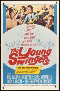 7g993 YOUNG SWINGERS 1sh '63 it's a real hot Hootenanny with a bundle of young swingers!