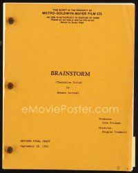 7j321 BRAINSTORM revised final draft script September 18, 1981, screenplay by Robert Stitzel!