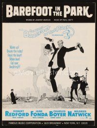 7j275 BAREFOOT IN THE PARK sheet music '67 Robert Redford & sexy Jane Fonda, the title song!