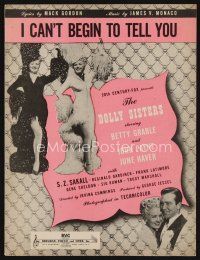 7j281 DOLLY SISTERS sheet music '45 Betty Grable & June Haver, I Can't Begin to Tell You!