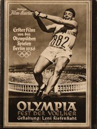 7j222 OLYMPIAD German program '38 Part I of Leni Riefenstahl's 1936 Munich Olympics documentary!