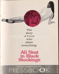 7j358 ALL NEAT IN BLACK STOCKINGS pressbook '69 Susan George, discover the new excitement of sharing