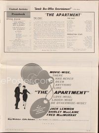 7j359 APARTMENT pressbook '60 Billy Wilder, Jack Lemmon, Shirley MacLaine!