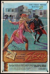 7r256 EROTIC ADVENTURES OF ZORRO 1sh '72 art of sexy rated Z masked hero!