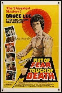 7r283 FIST OF FEAR TOUCH OF DEATH 1sh '80 artwork of Bruce Lee, + Fred Williamson, Ron Van Clief!