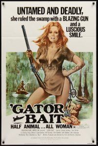 7r319 GATOR BAIT 1sh '74 Beverly Sebastion, Claudia Jennings, half animal, all woman!