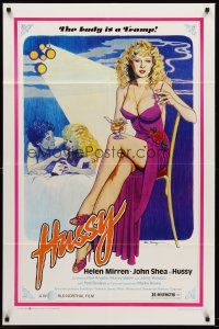 7r416 HUSSY 1sh '80 Tierney artwork of Helen Mirren, the lady is a tramp!