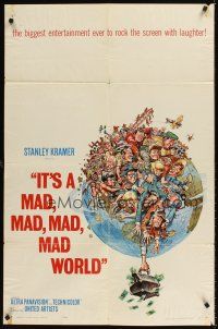 7r463 IT'S A MAD, MAD, MAD, MAD WORLD style A 1sh '64 art of entire cast on Earth by Jack Davis!