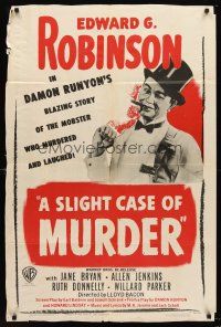 7r800 SLIGHT CASE OF MURDER 1sh R48 cool artwork of Edward G. Robinson in top hat!