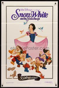 7r811 SNOW WHITE & THE SEVEN DWARFS 1sh R87 Walt Disney animated cartoon fantasy classic!