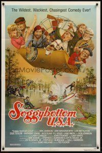 7r813 SOGGY BOTTOM USA style C 1sh '81 Ben Johnson, wacky artwork of cast on the run!