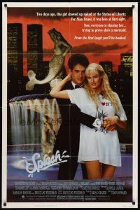 7r825 SPLASH 1sh '84 Tom Hanks loves mermaid Daryl Hannah in New York City under Twin Towers!