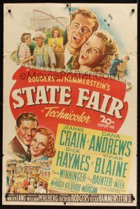 7r843 STATE FAIR 1sh '45 Jeanne Crain & Dana Andrews in Rogers & Hammerstein musical!