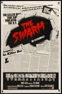 7r863 SWARM 1sh '78 Michael Caine, Katharine Ross, cool different newspaper design!