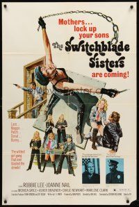 7r872 SWITCHBLADE SISTERS 1sh '75 Jack Hill, fantastic Solie art of sexy bad girl gang with guns!