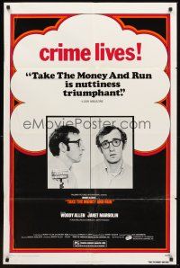 7r876 TAKE THE MONEY & RUN 1sh R70s wacky Woody Allen mugshot in classic mockumentary!