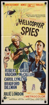 7s781 HELICOPTER SPIES Aust daybill '67 Robert Vaughn, David McCallum, The Man from U.N.C.L.E.!