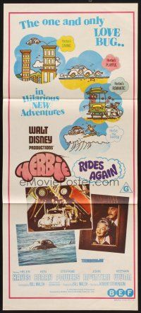 7s783 HERBIE RIDES AGAIN Aust daybill '74 Disney, Volkswagen Beetle, Love Bug is doing his thing!