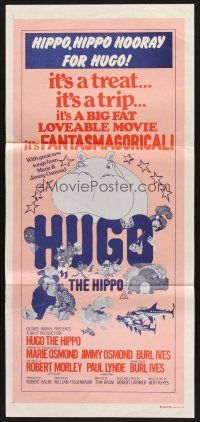 7s792 HUGO THE HIPPO Aust daybill '75 fantasmagorical Hungarian animated cartoon!