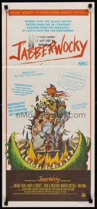 7s802 JABBERWOCKY Aust daybill '77 Terry Gilliam, Monty Python, great wacky fantasy monster art!