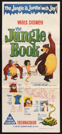 7s807 JUNGLE BOOK Aust daybill '67 Walt Disney cartoon classic, great image of Mowgli & friends!