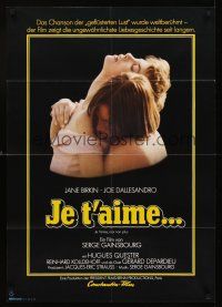 7s185 I LOVE YOU I DON'T German '76 close-up image of Joe Dallesandro, Jane Birkin!